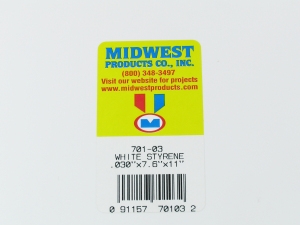 701-03 WHITE STYRENE .030 (0.76mm) 